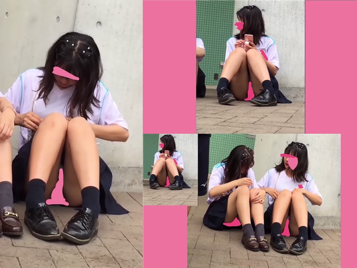 日常の制服Kの座りパンチラ観察！！