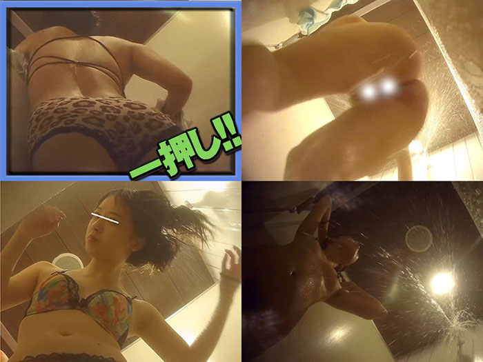 ヒョウ柄パンティーのセクシーな子の股の真下にカメラを投げてみた！！【幻 プール編 No.036】