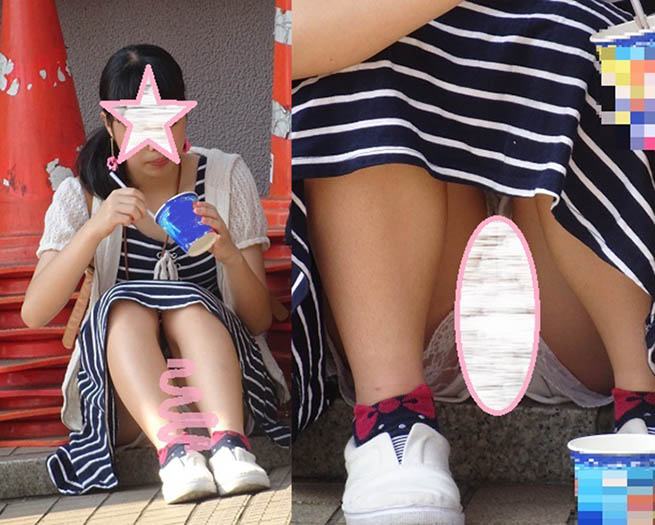 若いCちゃん風モデル　パンチラ＋ハミ毛　座りパンチラ画像セット18