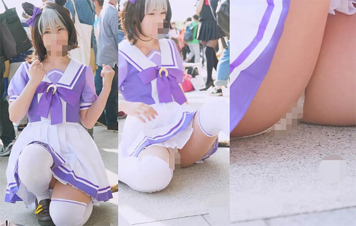 コミックマーケット コスプレ 魅力溢れる美人レイヤーさんの制服コスプレ コミケ ★純白パンチラ