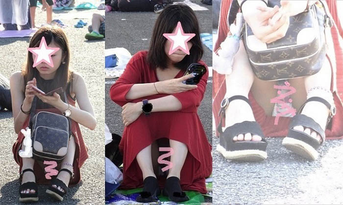 かわいいエロイお姉さんモデル　ハミパンチラ　座りパンチラ画像セット21