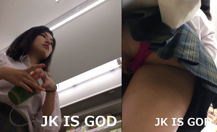 パンツ下１センチ？！超クソミニ制服からの生パンツ白サテン！他