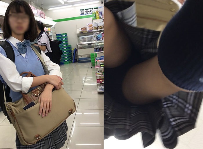 【下から】人気制服ＪＫ接写編ＰＡＲＴ２【突っ込み】