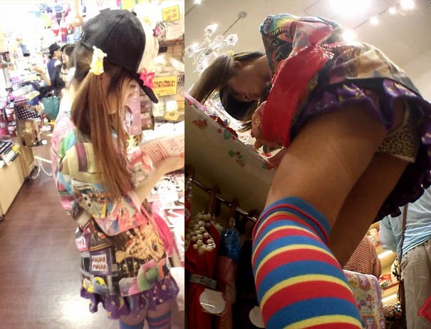 ロリ系ファッションに似合わないヒョウ柄パンツなツインテールニーソちゃん