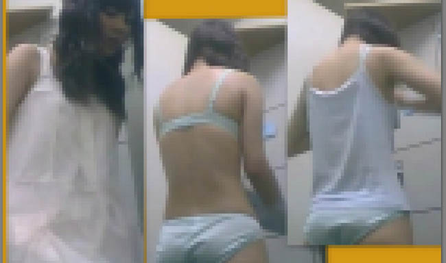 【バイト先更衣室】2名分 光沢下着とおしゃれ下着が丸見えです81606